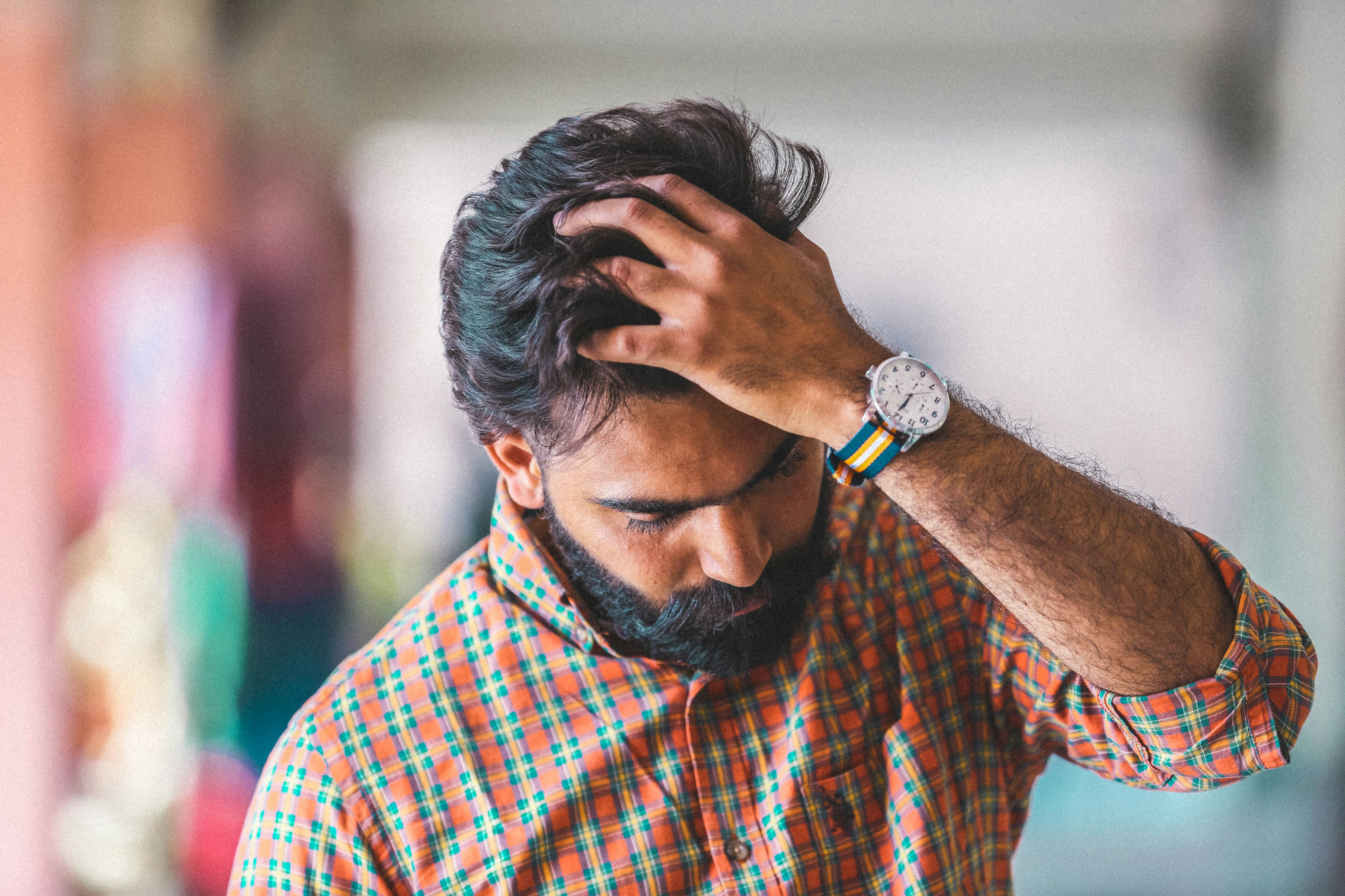 Anxiety, stress at work Anxious person at work, stress, performance anxiety